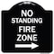Signmission No Standing Fire Zone W/ Right Arrow Heavy-Gauge Aluminum Sign, 18" x 18", BW-1818-23585 A-DES-BW-1818-23585 - alternate 1